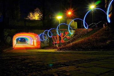 Foto: Werner Pietschmann Lichtmalerei / Lightpainting an der Corneliusbrücke in München