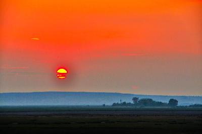 Foto: Werner Pietschmann Blick von Neudeck Richtung Sandeck und den Sonnenuntergang über dem Leithagebirge